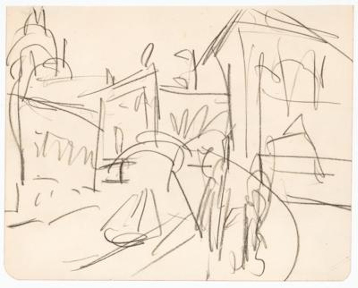 Sketch for the painting “Blaue Brücke” by Ernst Ludwig Kirchner