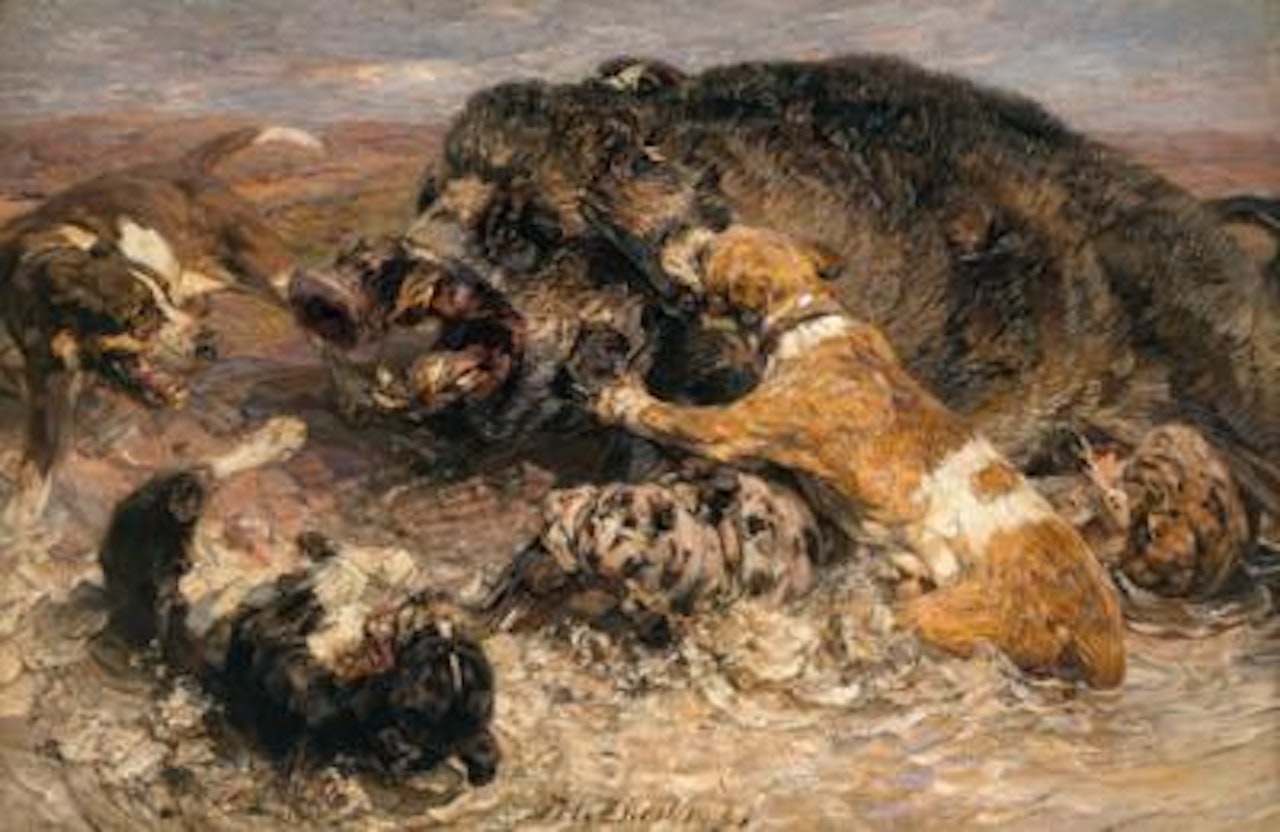 The Boar Hunt by Heinrich von Zugel