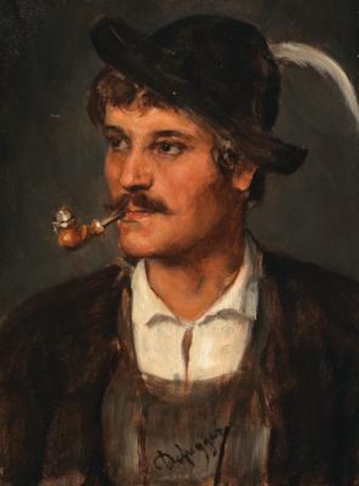 Portrait of a Tyrolean with Pipe by Franz von Defregger