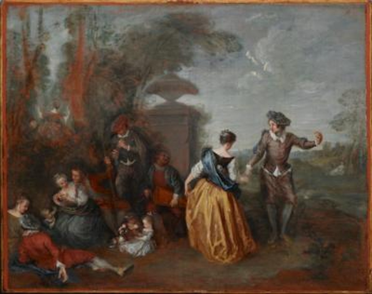 Le Vielleur or Dancing in a park by French School