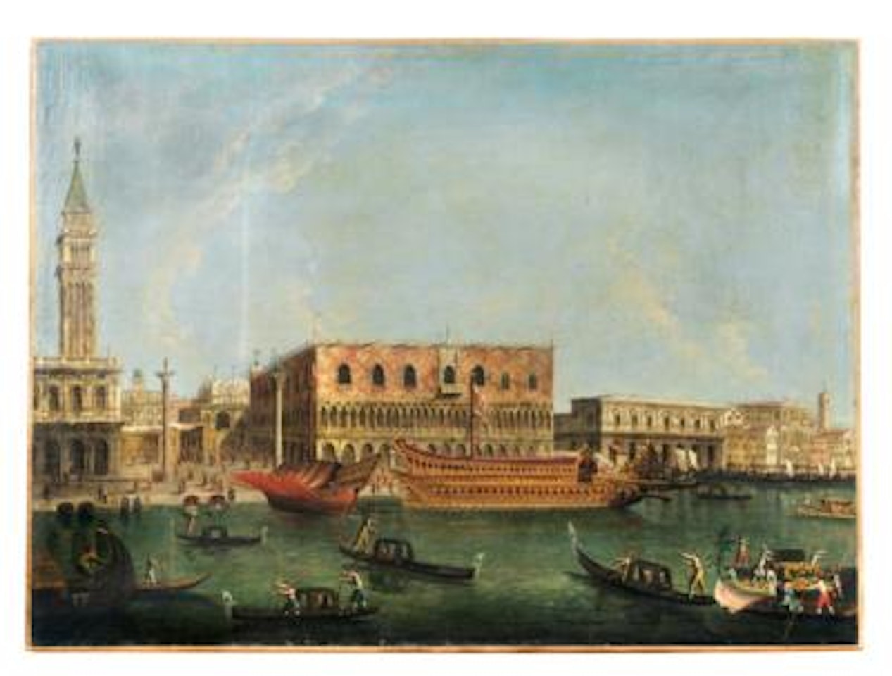 Palazzo Ducale from the Bacino di San Marco, Venice, with the Bucintoro returning to the Molo on Ascension Day by Venetian School