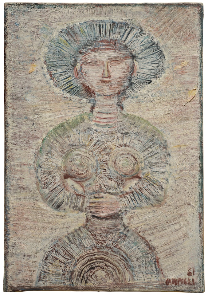 Donna seduta (Idolo) by Massimo Campigli