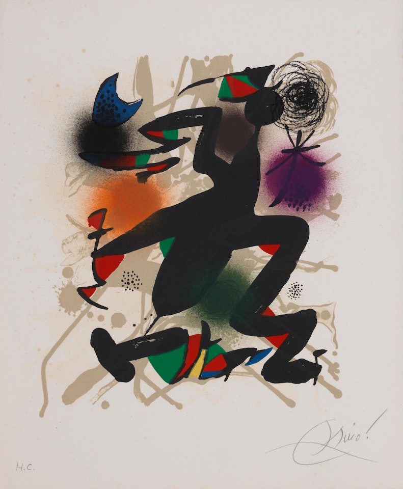 Lithograph in colours, 1977, on wove paper, signed and inscribed "H.C." in pencil, a hors commerce impression aside from the numbered edition of 80 in Roman numerals, printed by Mourlot, Paris, published by Maeght, Paris, the full sheet by Joan Miró