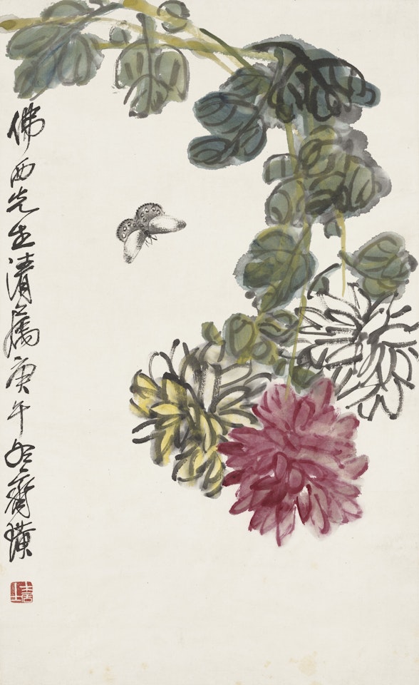 Chrysanthemums and Butterfly by Qi Baishi
