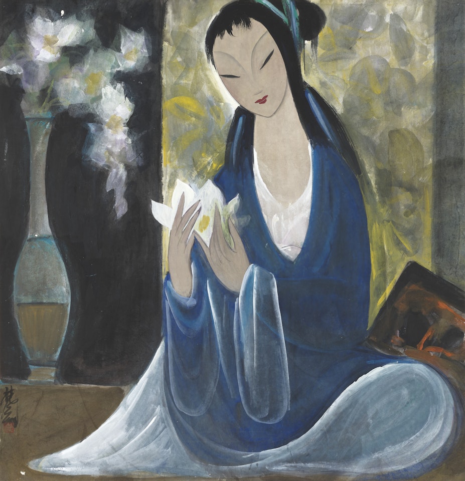 Lady in Blue Dress by Lin Fengmian