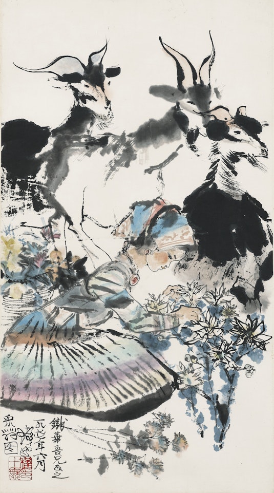 Girl and Sheep by Cheng Shifa