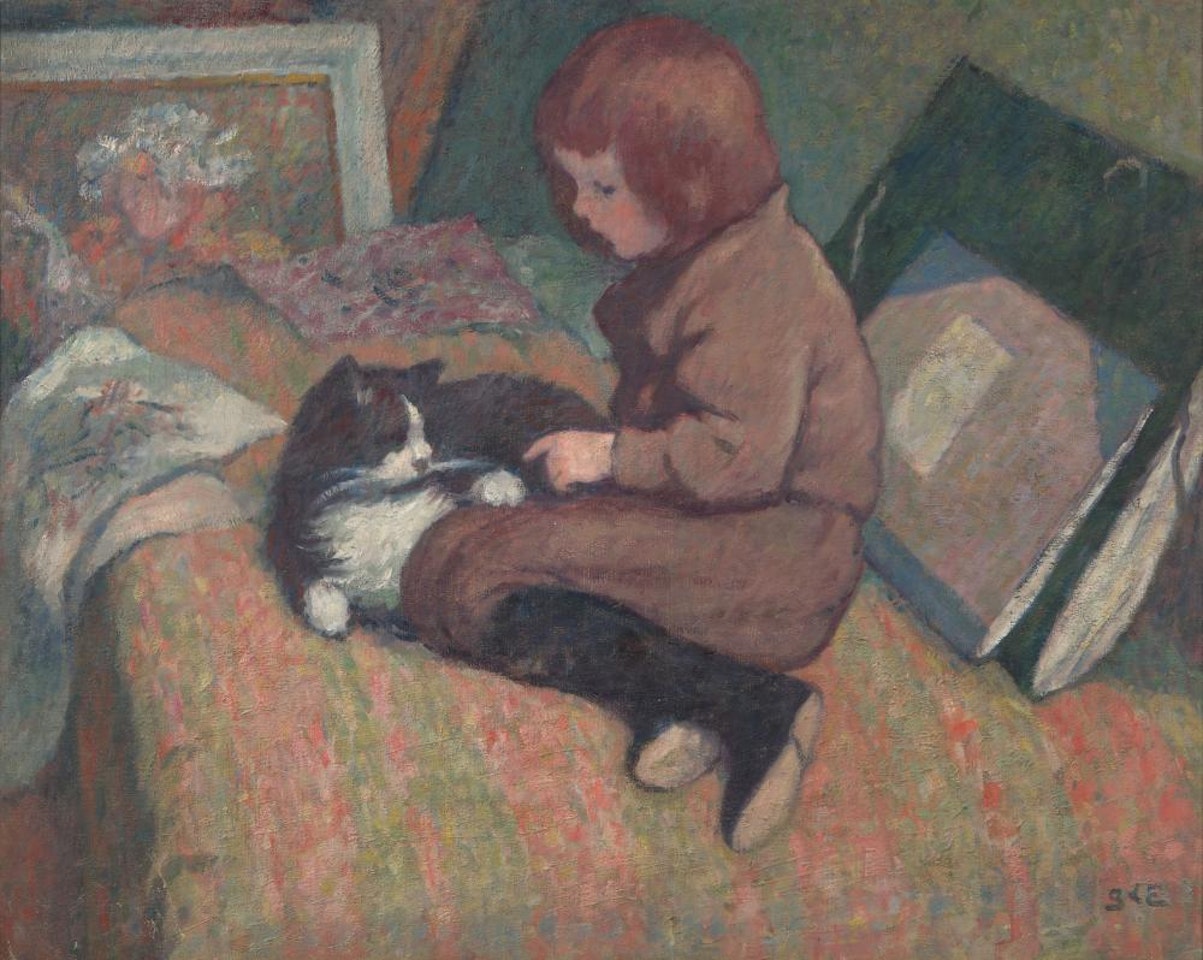 L"Enfant au chat by Georges d’Espagnat