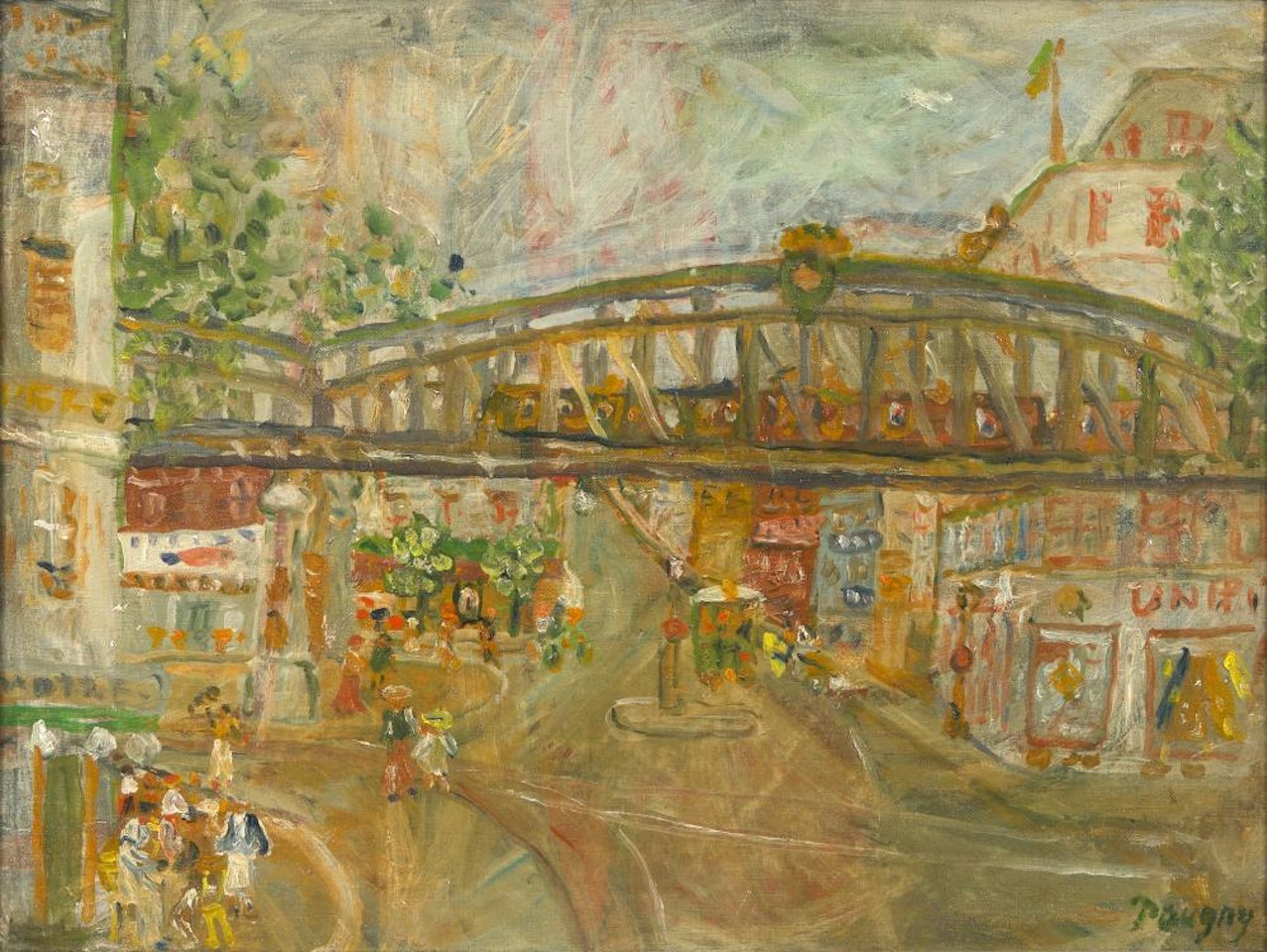 Paysage parisien au pont de métro by Jean Pougny