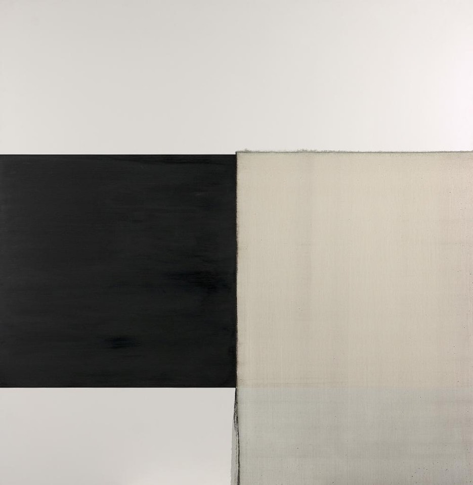Exposed painting intense charcoal black by Callum Innes