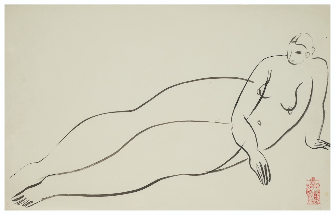 Femme nue aux longues jambes by Sanyu