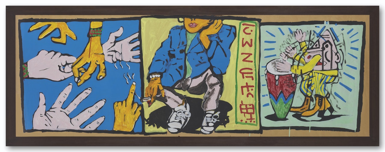 Le 3 et dix de der. Ketty Fumeuse et jeu de mains en rythme de primitivisme by Robert Combas