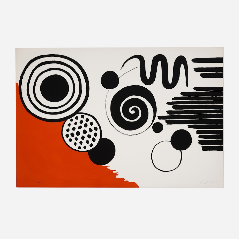 Composition with Black Spirals and Circle with Red by Alexander Calder