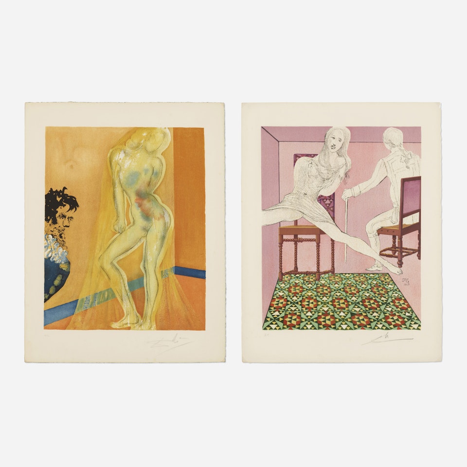 Marianne and the Chevalier; Allegory: The Chevalier's Dream of Cecile (from the Marquis de Sade portfolio) by Salvador Dali