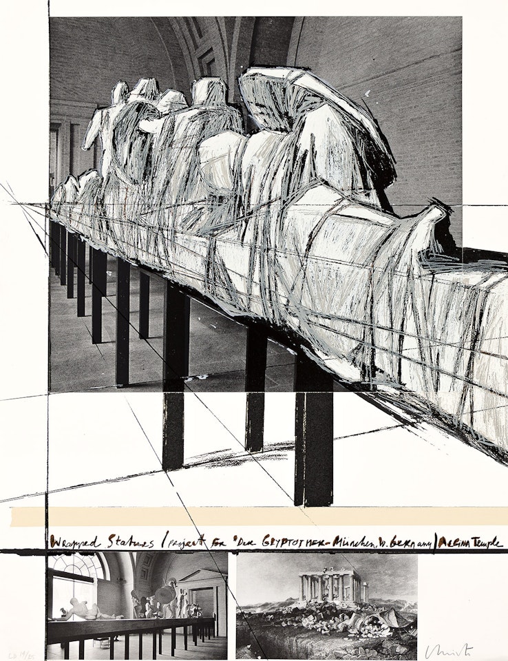 Wrapped Statues (Project for Der Glyptothek, Munich, West Germany).  by Christo