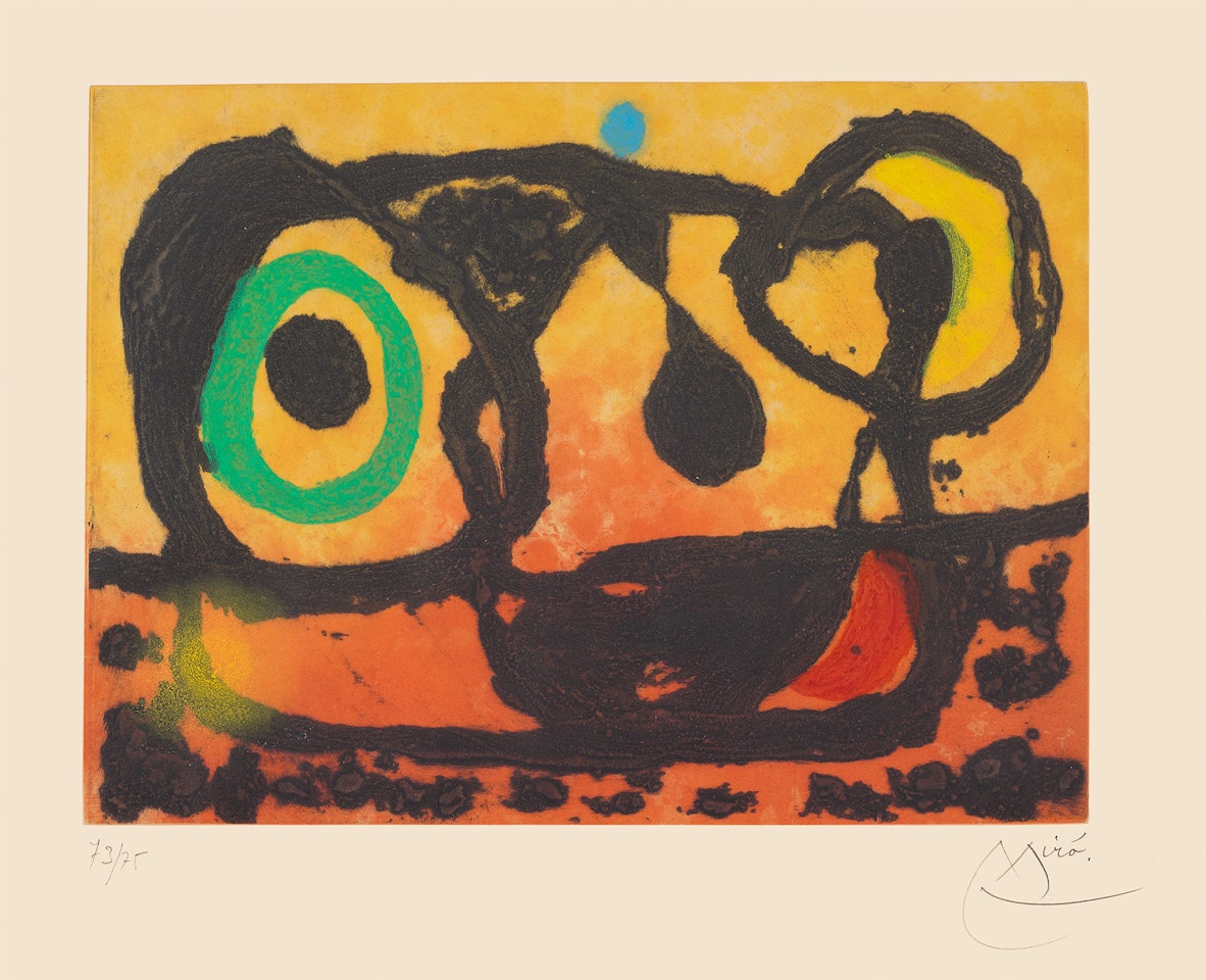 Tête au soleil couchant (Head to the Setting Sun) (D. 437) by Joan Miró