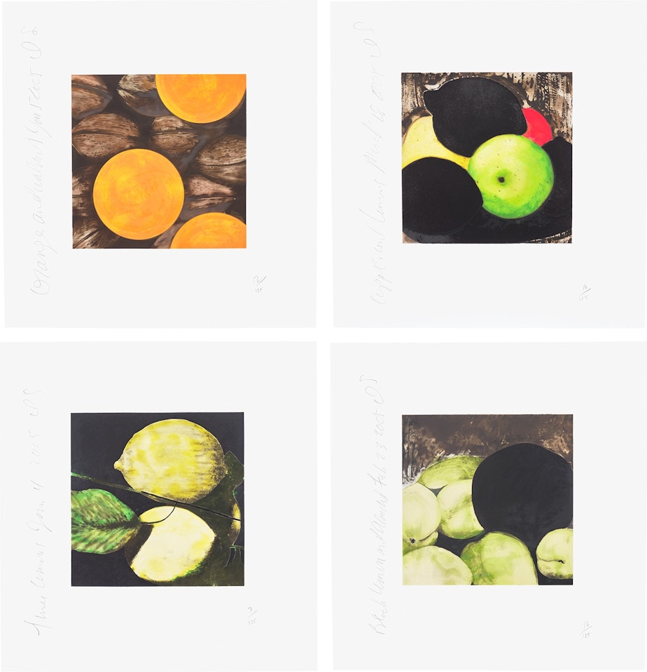 Oranges and Walnuts; Apples and Lemons; Three Lemons; and Black Lemons and Almonds by Donald Sultan