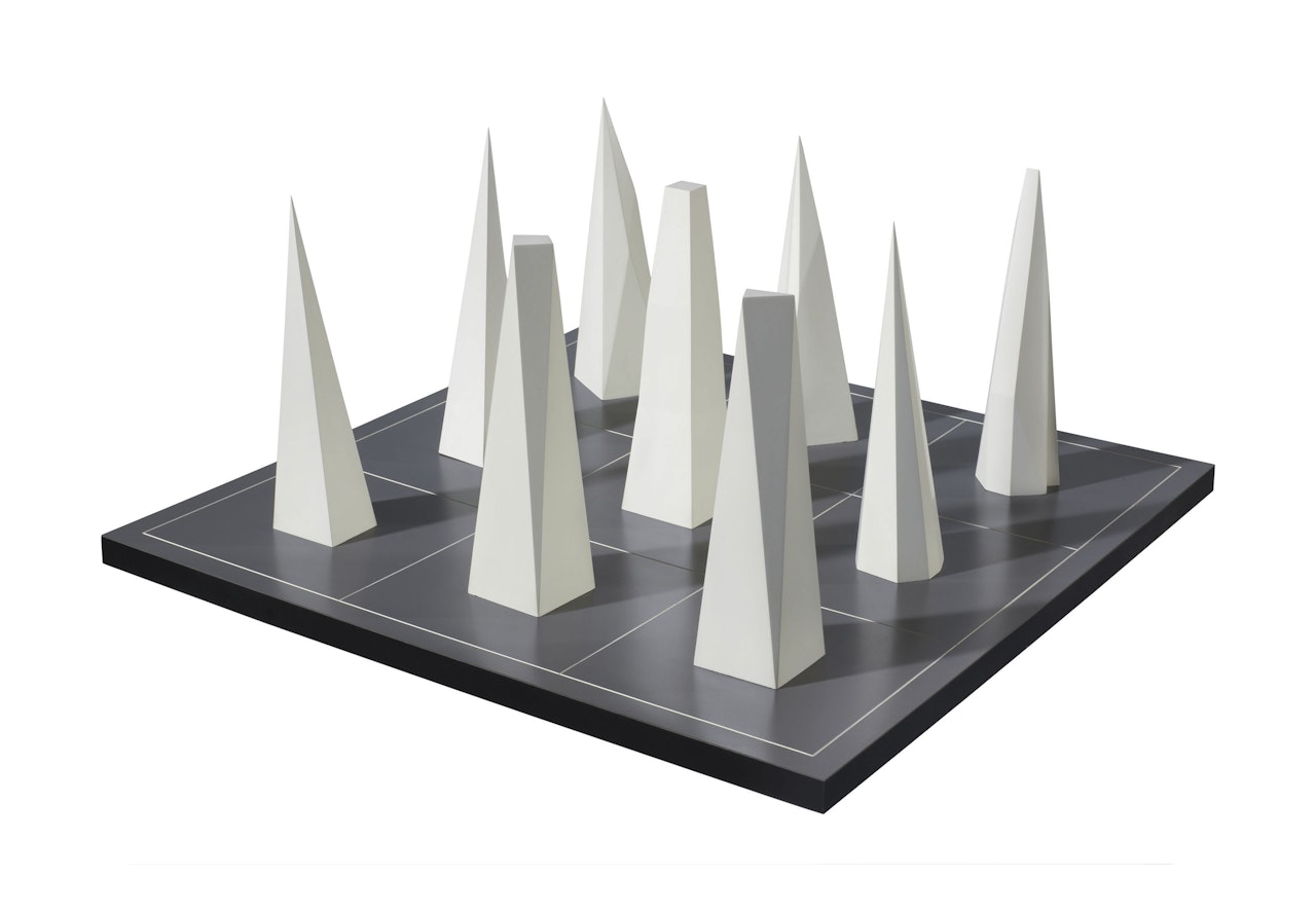 Nine Pyramids on a Nine Part Grid by Sol LeWitt
