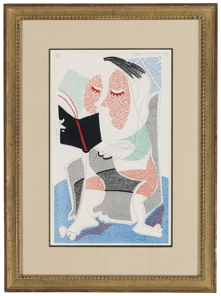 Man reading stendhal by David Hockney