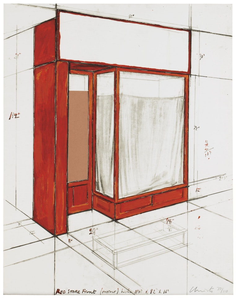 Red store front, project by Christo