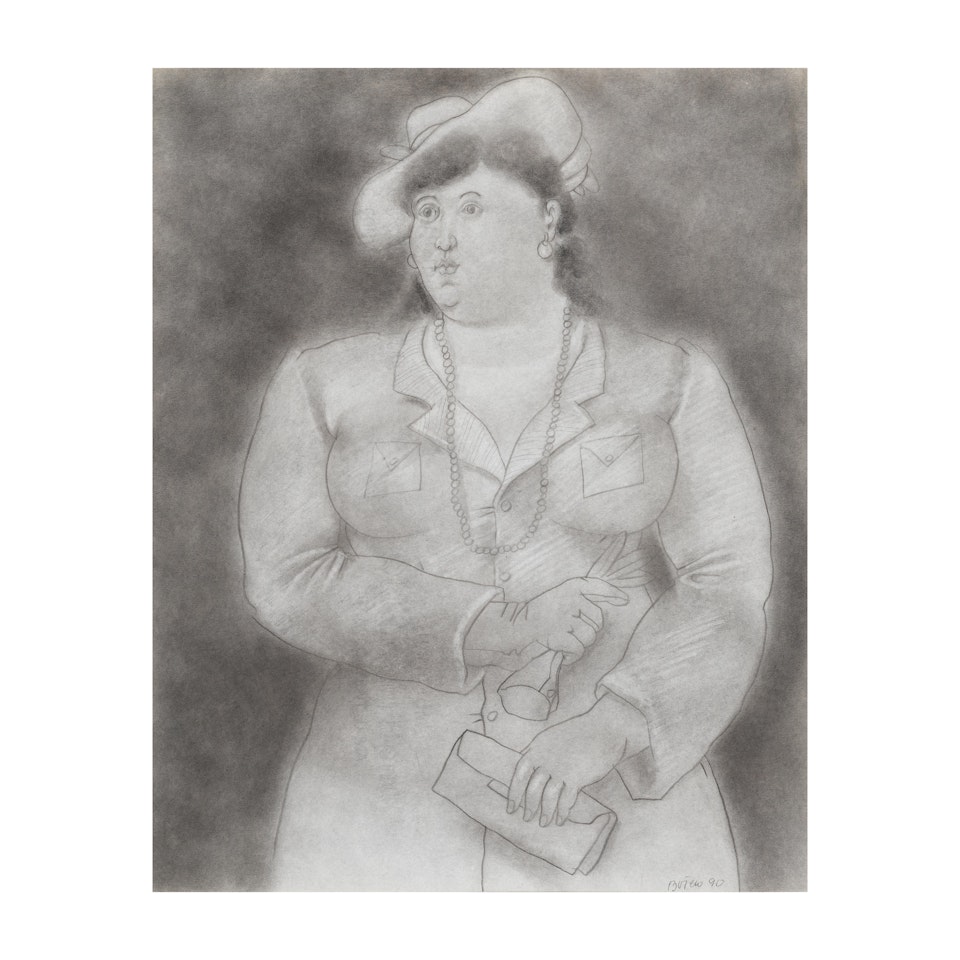 Femme au chapeau, gants et sac by Fernando Botero