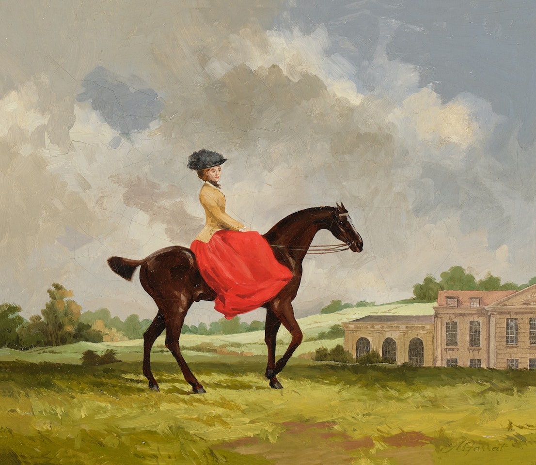 Lady and Gentleman Riders on a Country Estate: A Pair by English School