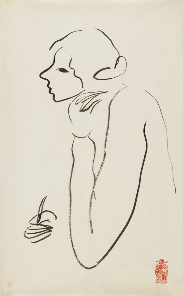 Femme accoudée dessinant by Sanyu