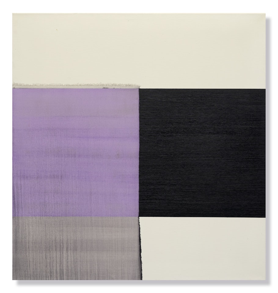 Exposed Painting Charcoal Red Violet by Callum Innes