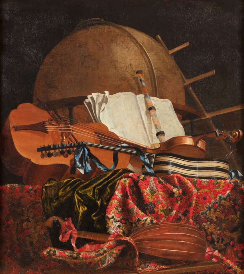 Still life with a globe and musical instruments by Italian School