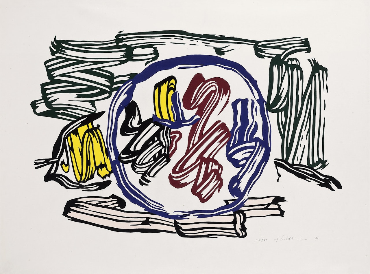 Apple and lemon, from seven apple woodcuts series ,
1983 by Roy Lichtenstein