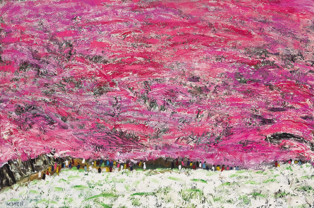 Mountain Covered with Royal Azaleas by Kim Chong Hak