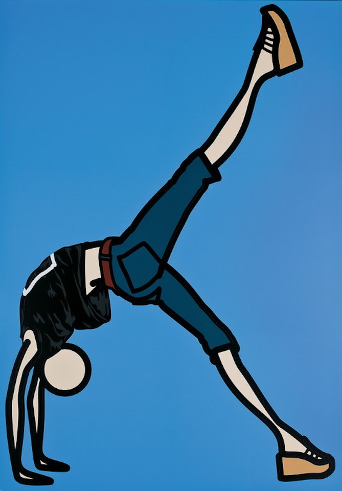 Sarah, Bridge Leg Lift by Julian Opie