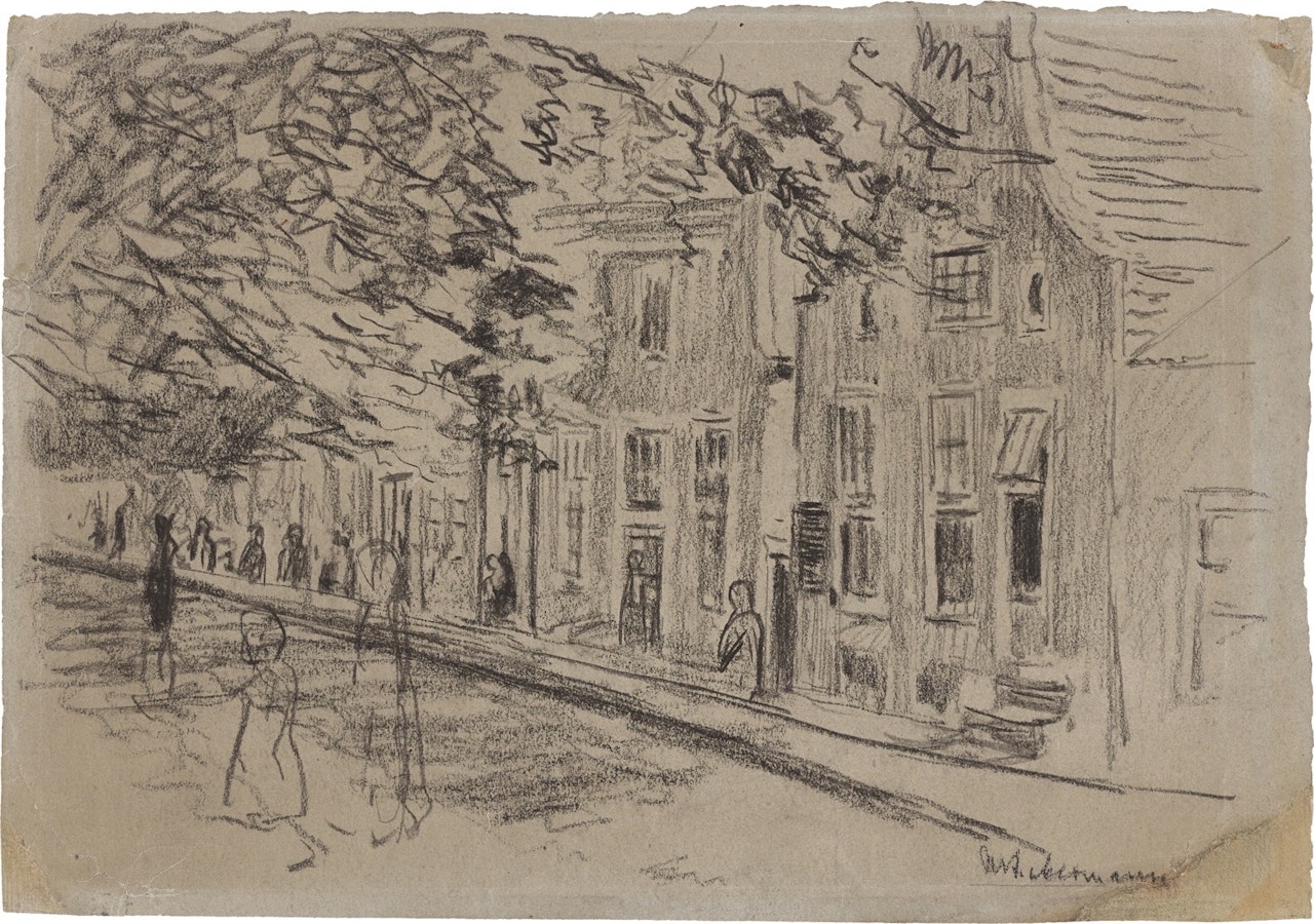 ”Straße in einer holländischen Stadt” / ”Rückseite einer Häuserreihe in… by Max Liebermann