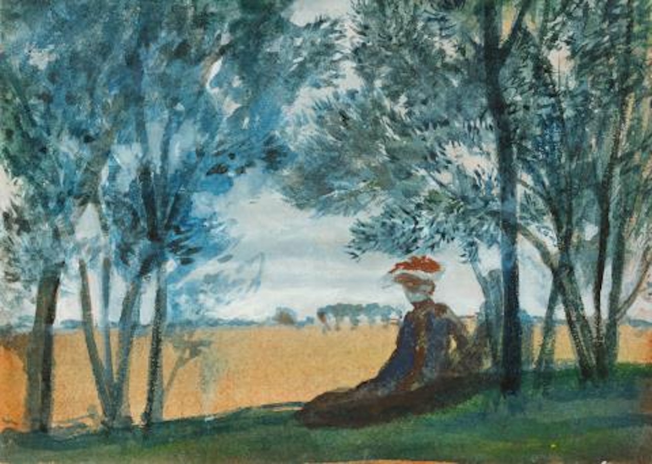 Sitzendes Paar in einer Landschaft by August Macke