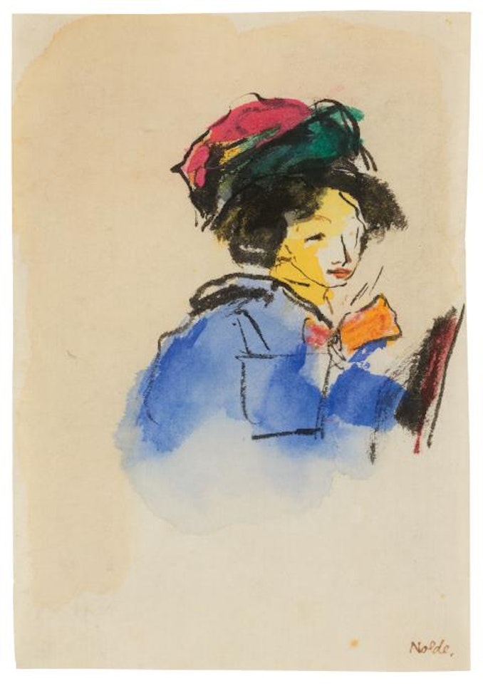 Bildnis einer Dame im Dreiviertelprofil by Emil Nolde