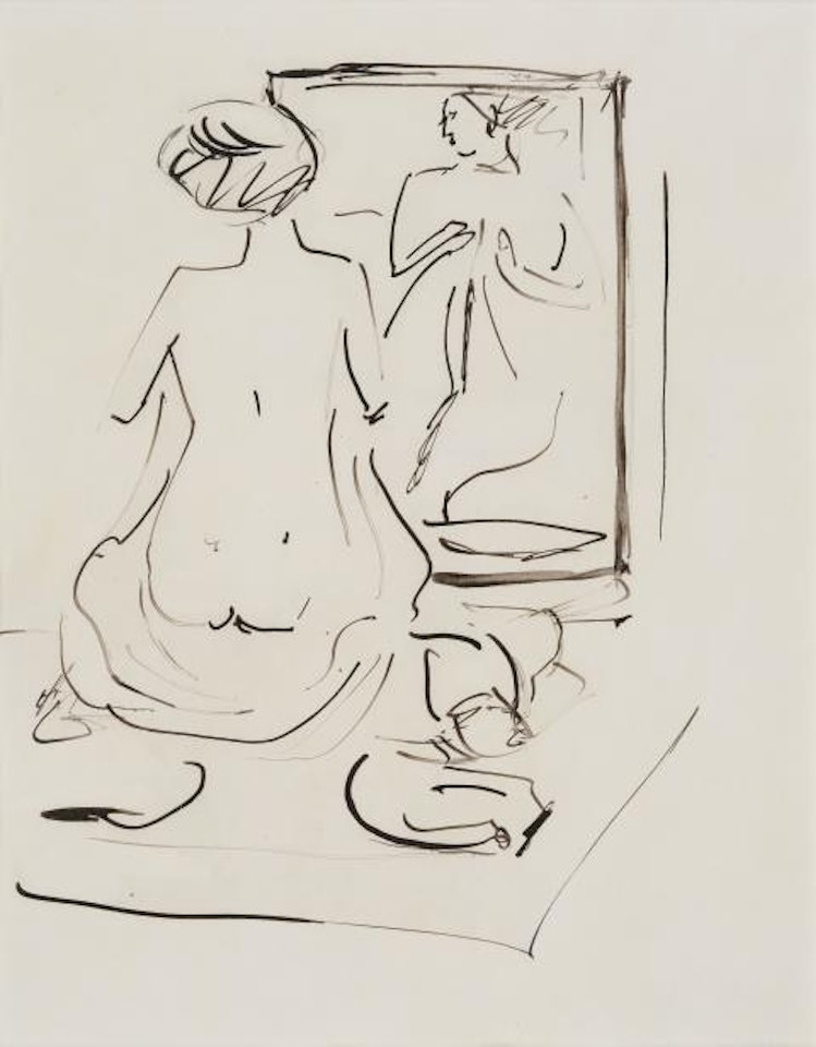 Weiblicher Akt vor Spiegel by Ernst Ludwig Kirchner