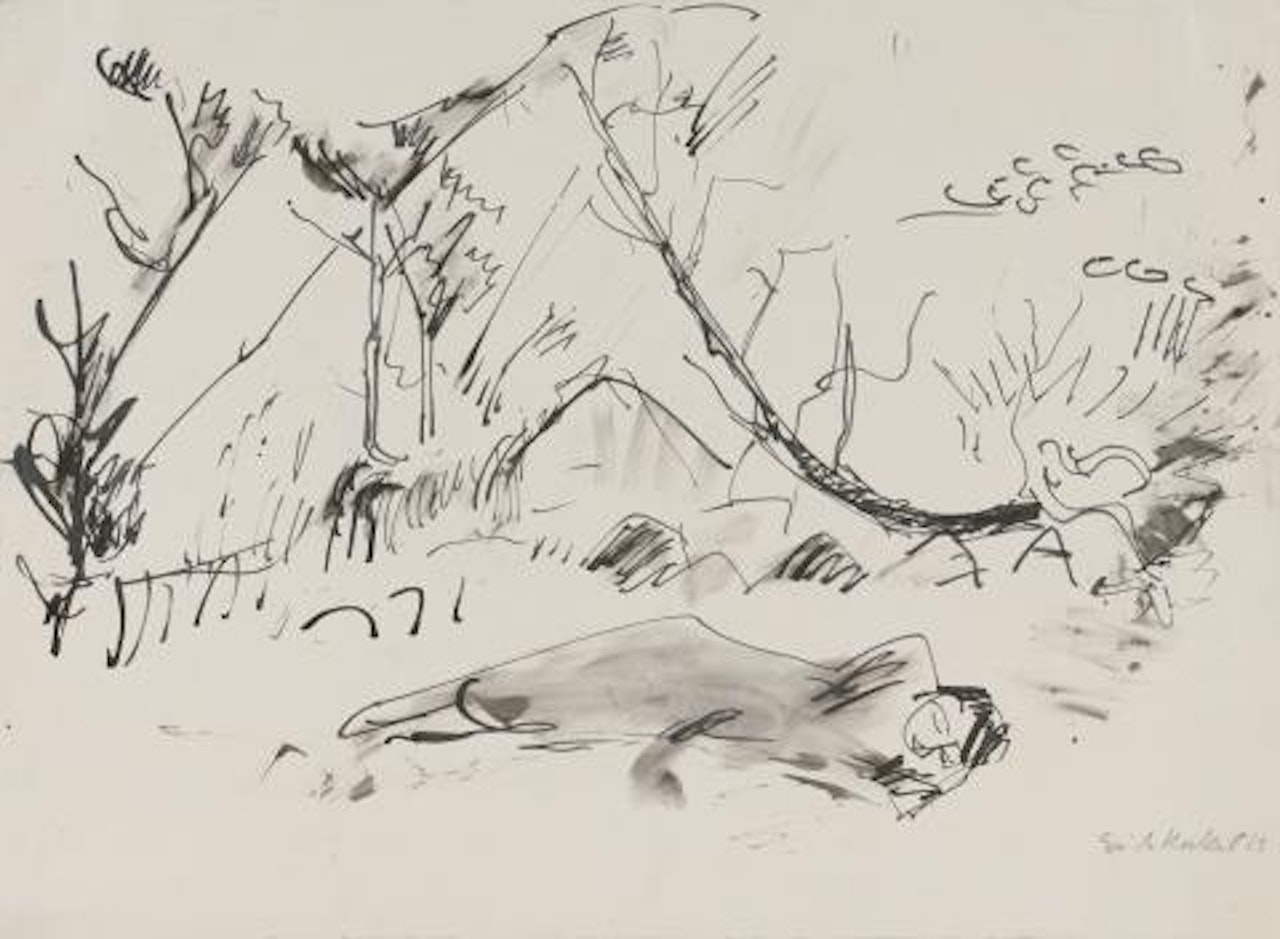 Am Strand Liegende by Erich Heckel