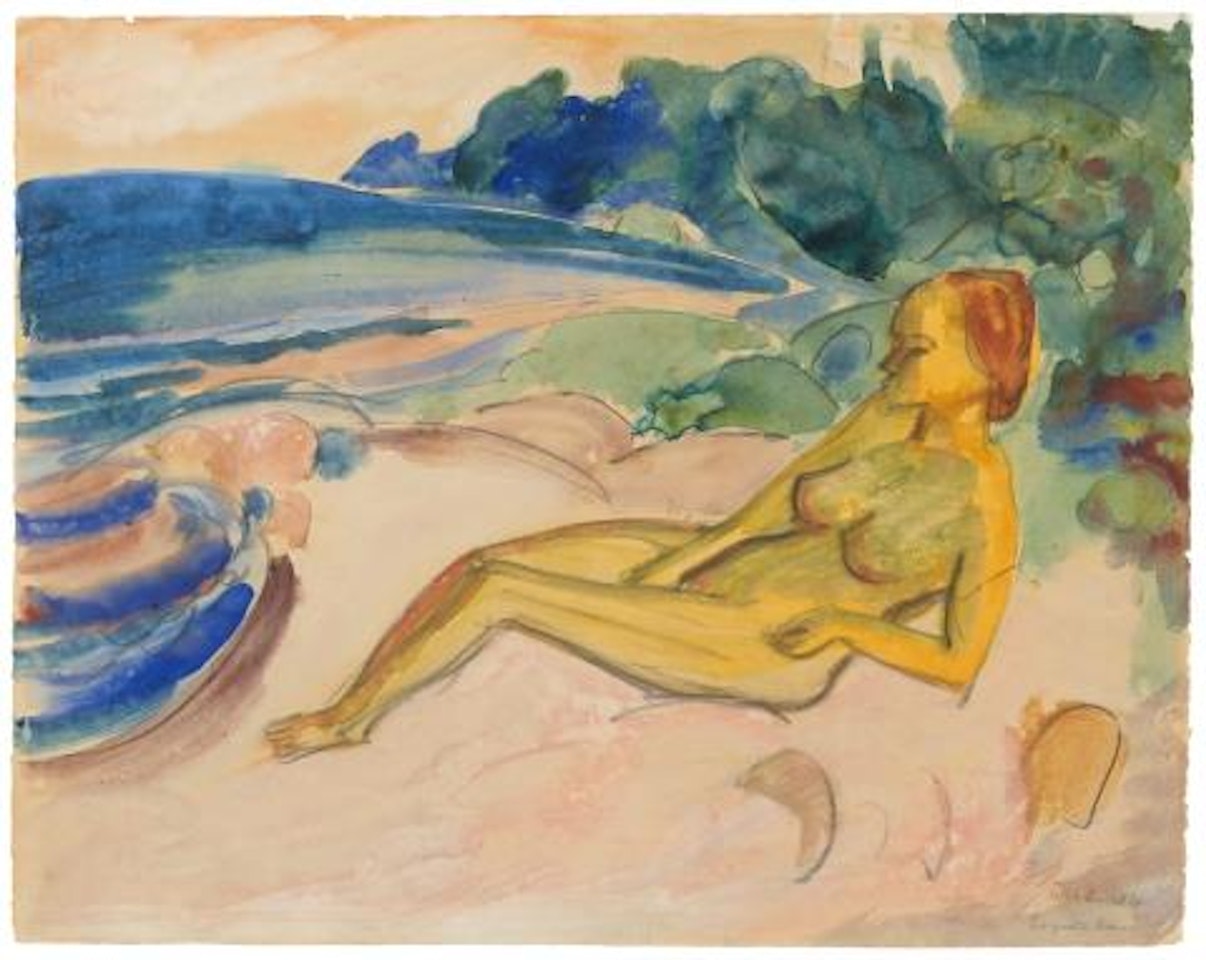 Liegende am Strand by Erich Heckel