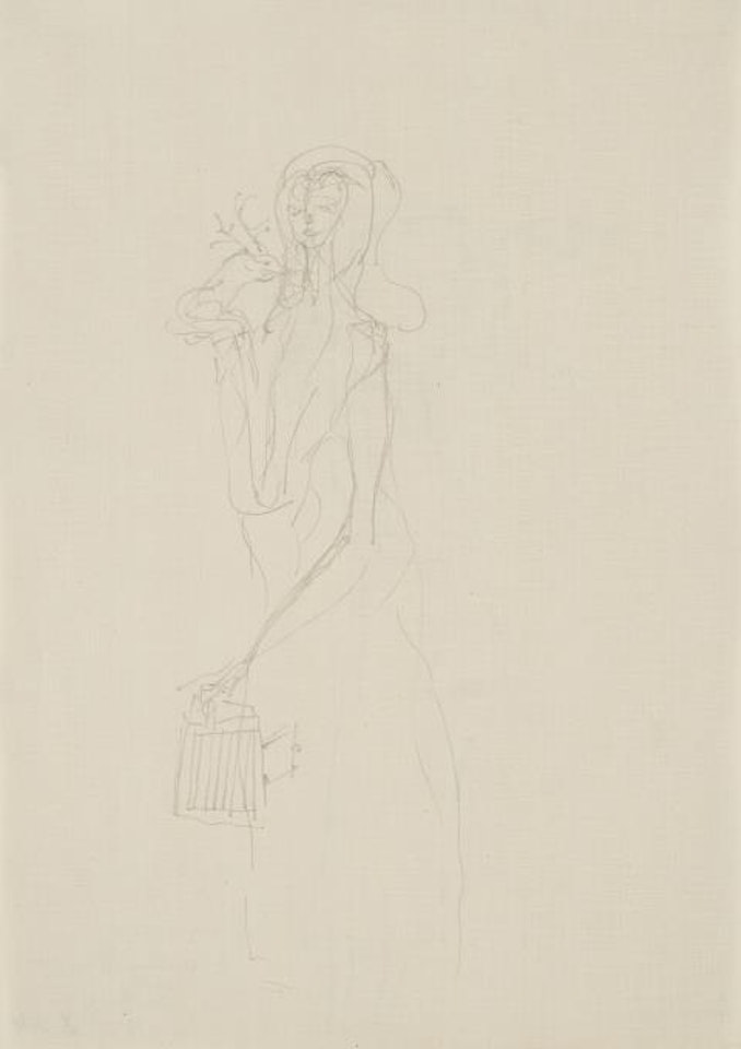 Frau mit kleinem Hirsch und Käfig by Joseph Beuys