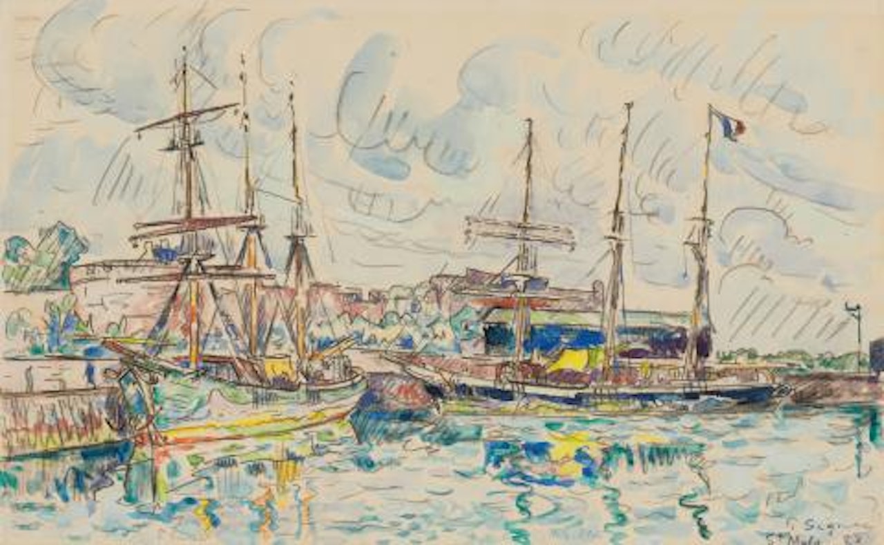 Saint Malo. Goélettes à quai by Paul Signac