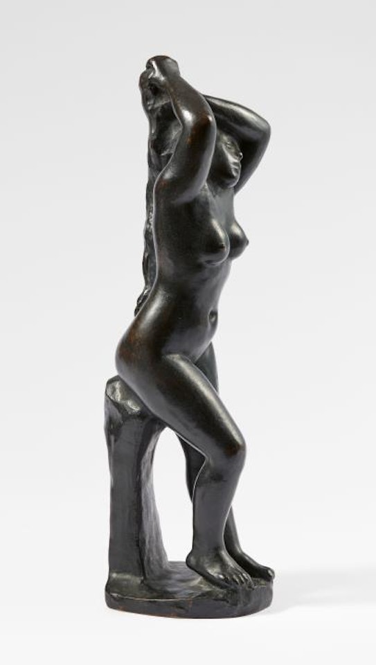 Baigneuse se coiffant (Femme les deux mains aux cheveux) by Aristide Maillol