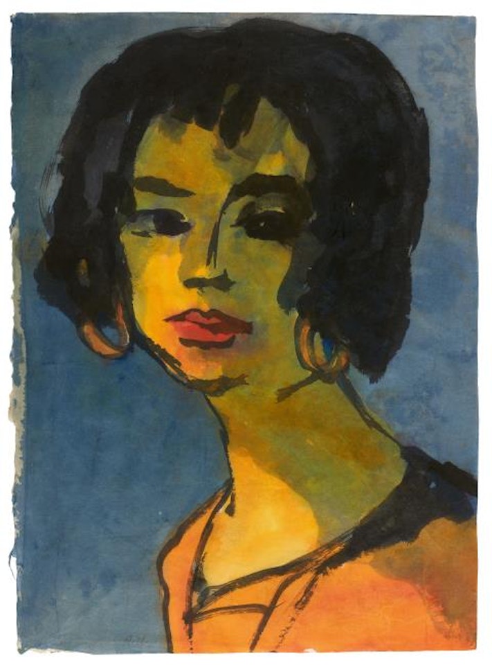 Portrait einer jungen Frau (mit Ohrringen) by Emil Nolde