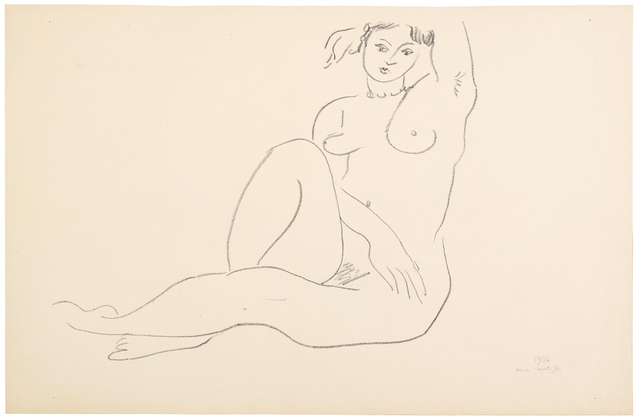 Nu assis, bras gauche sur la tête by Henri Matisse