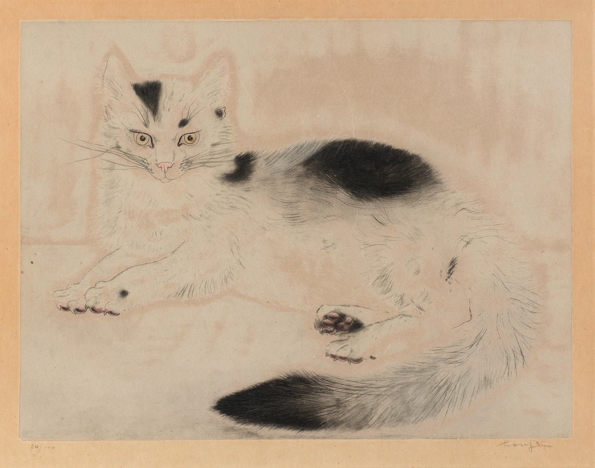 Chat Couché by Leonard Tsuguharu Foujita
