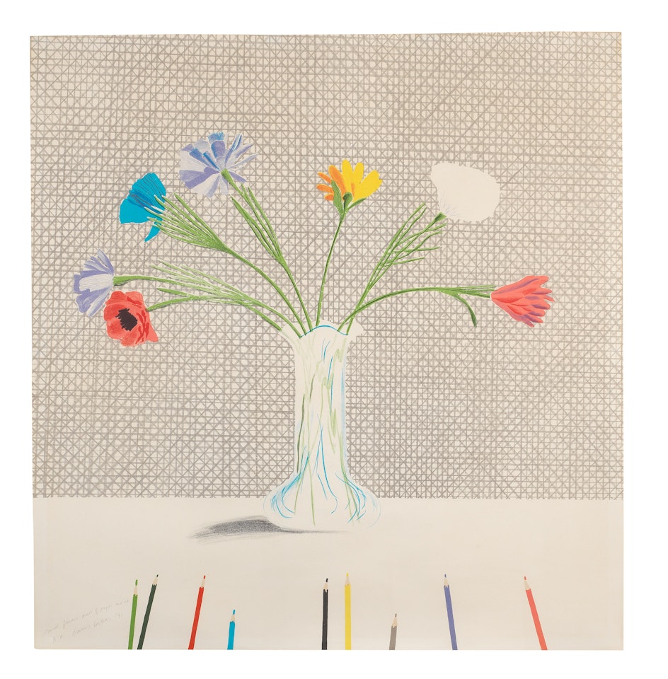 Coloured Flowers made of Paper and Ink by David Hockney
