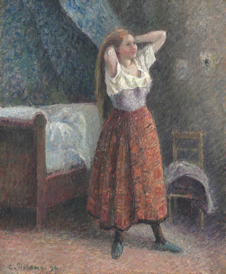 Femme se coiffant by Camille Pissarro