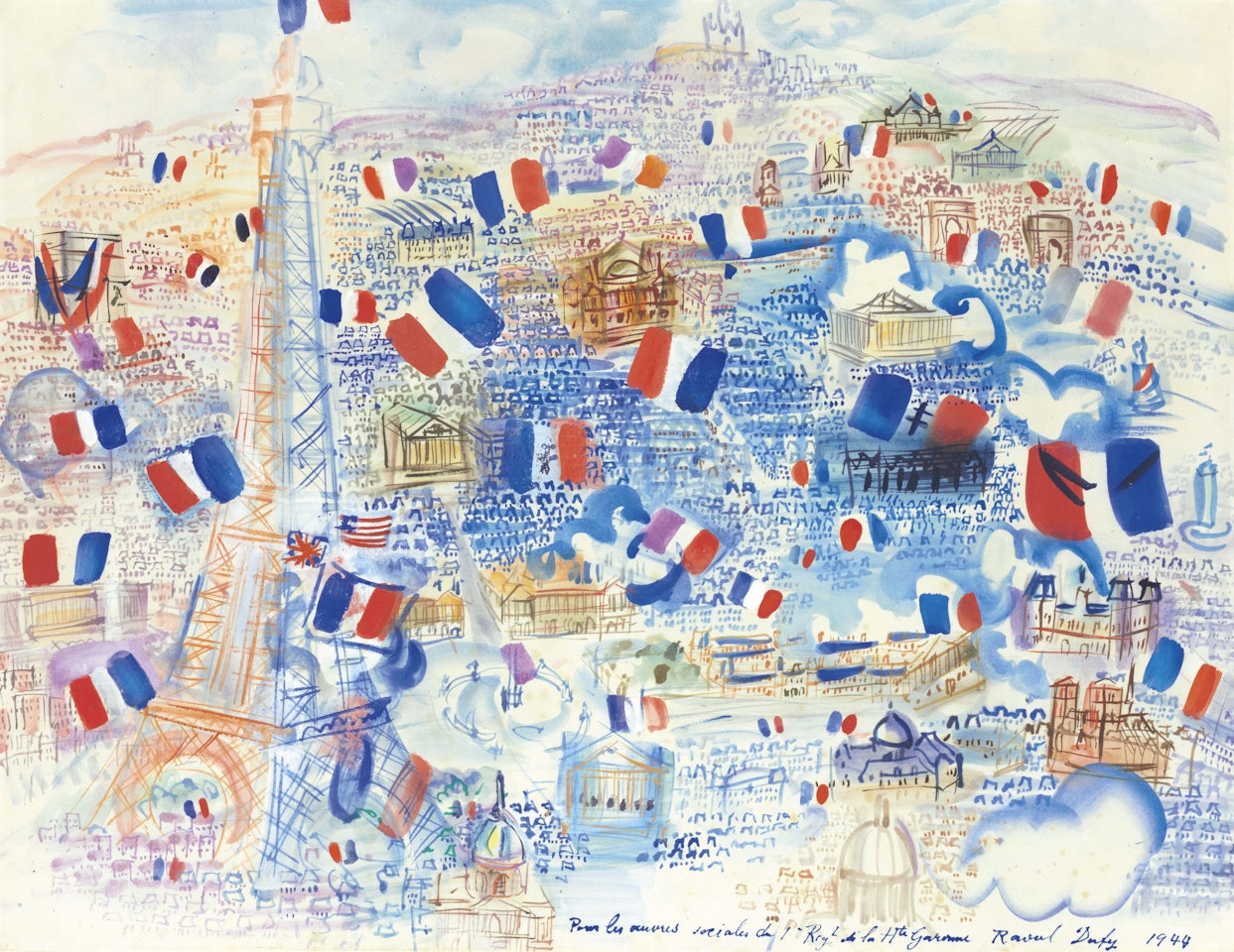 Paris pavoisé et la Tour Eiffel by Raoul Dufy