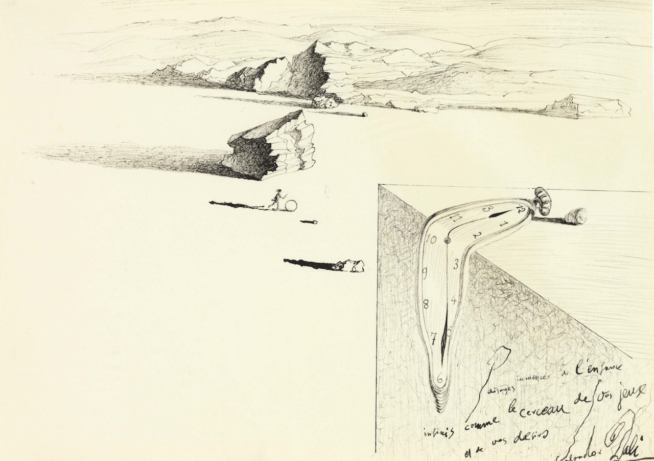 Jeune fille au cerceau et montre molle by Salvador Dali