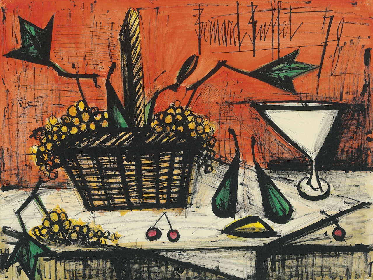 Nature morte au panier de raisins by Bernard Buffet
