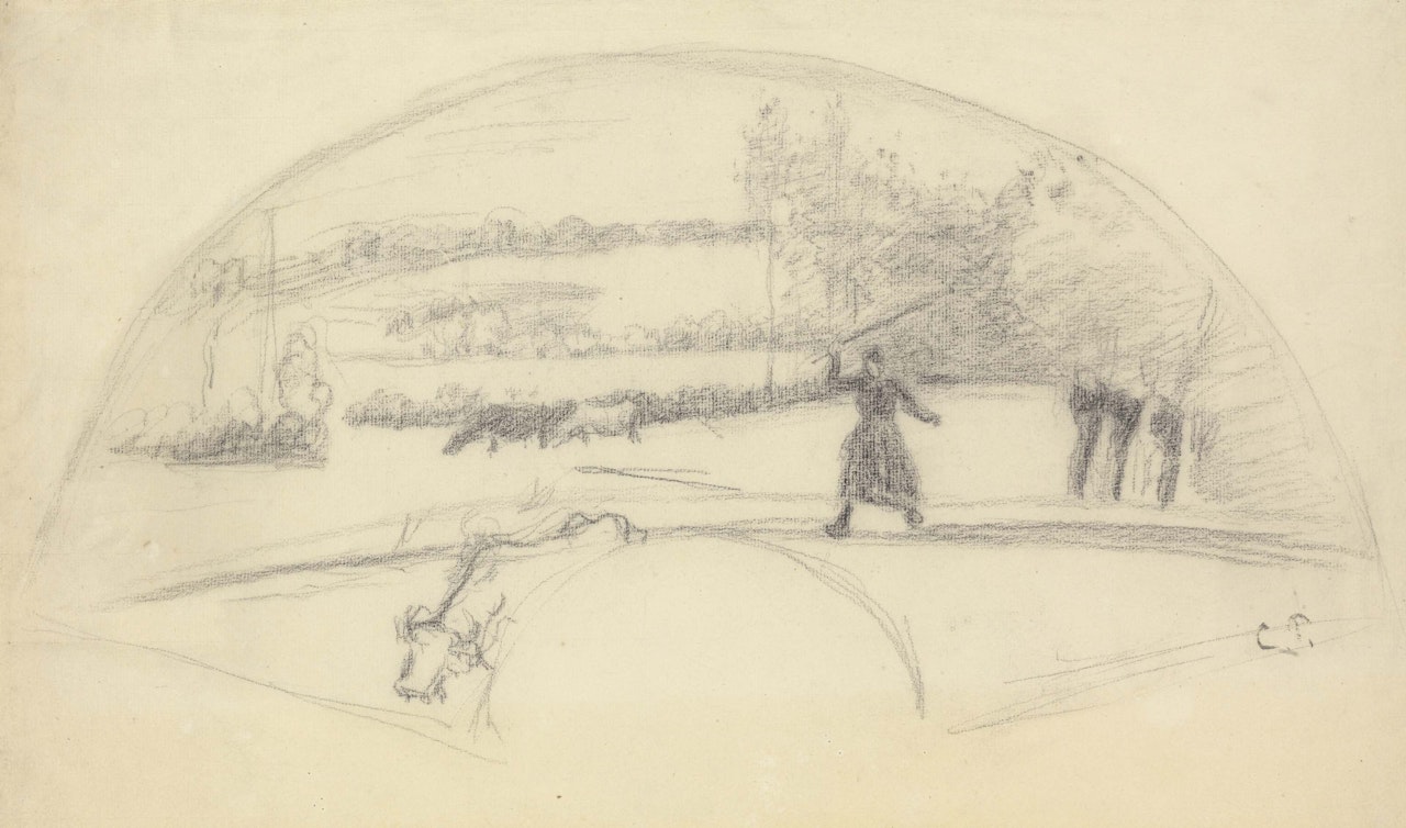 Gardeuse de vaches, étude pour un éventail by Camille Pissarro