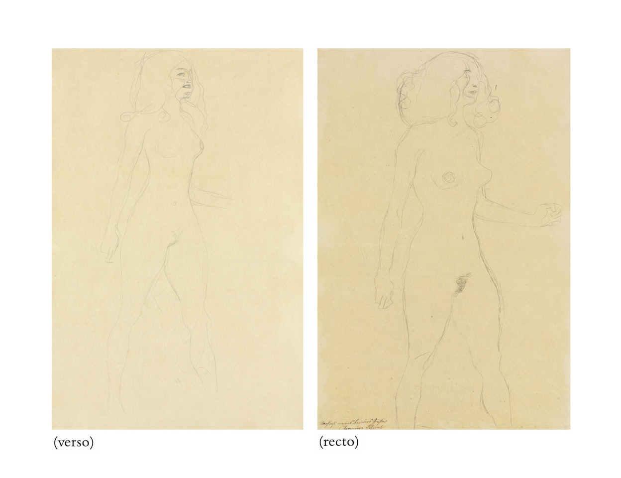 Mit hängendem rechten Arm und waagrechtem linken (recto and verso) by Gustav Klimt